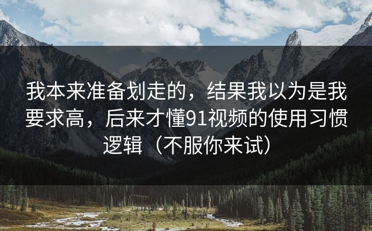 我本来准备划走的，结果我以为是我要求高，后来才懂91视频的使用习惯逻辑（不服你来试）