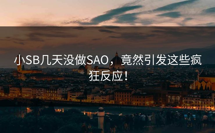 小SB几天没做SAO，竟然引发这些疯狂反应！  第1张