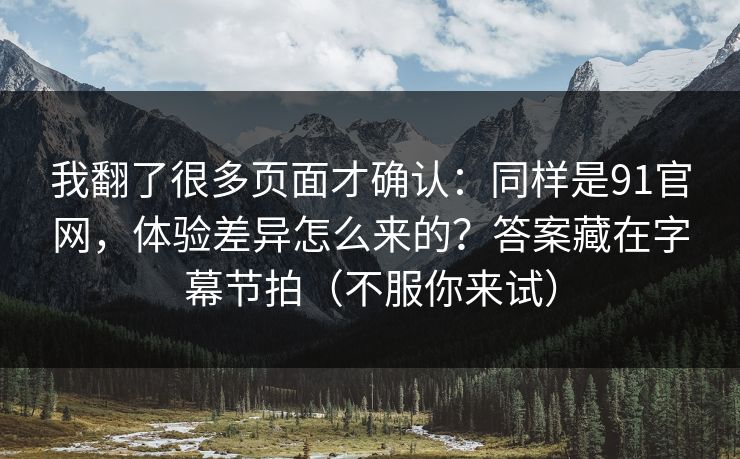 我翻了很多页面才确认:同样是91官网,体验差异怎么来的?答案藏在字幕节拍(不服你来试)